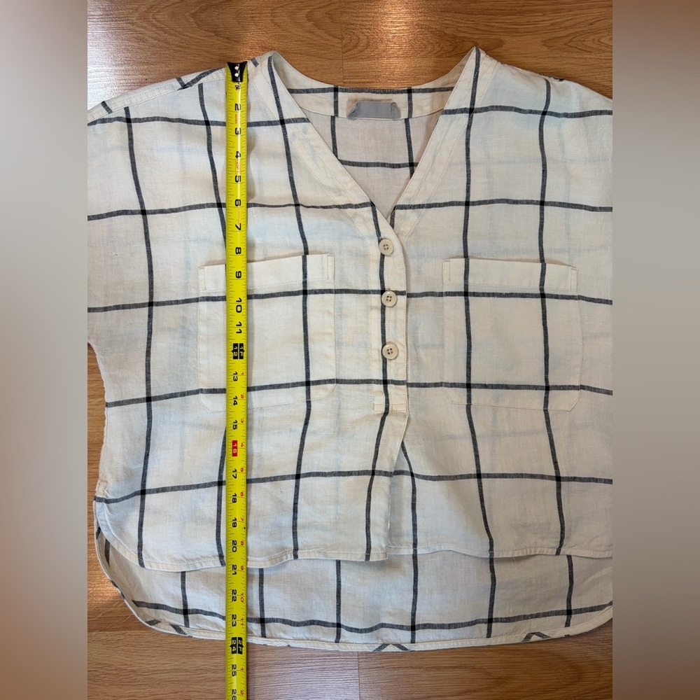 Everlane The Linen Utility Shirt Canvas Windowpane Pattern Size XL - Picture 7 of 11